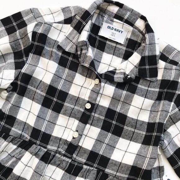 Old Navy NWT black/white plaid shirt dress S(6/7Y) - Picture 2 of 4